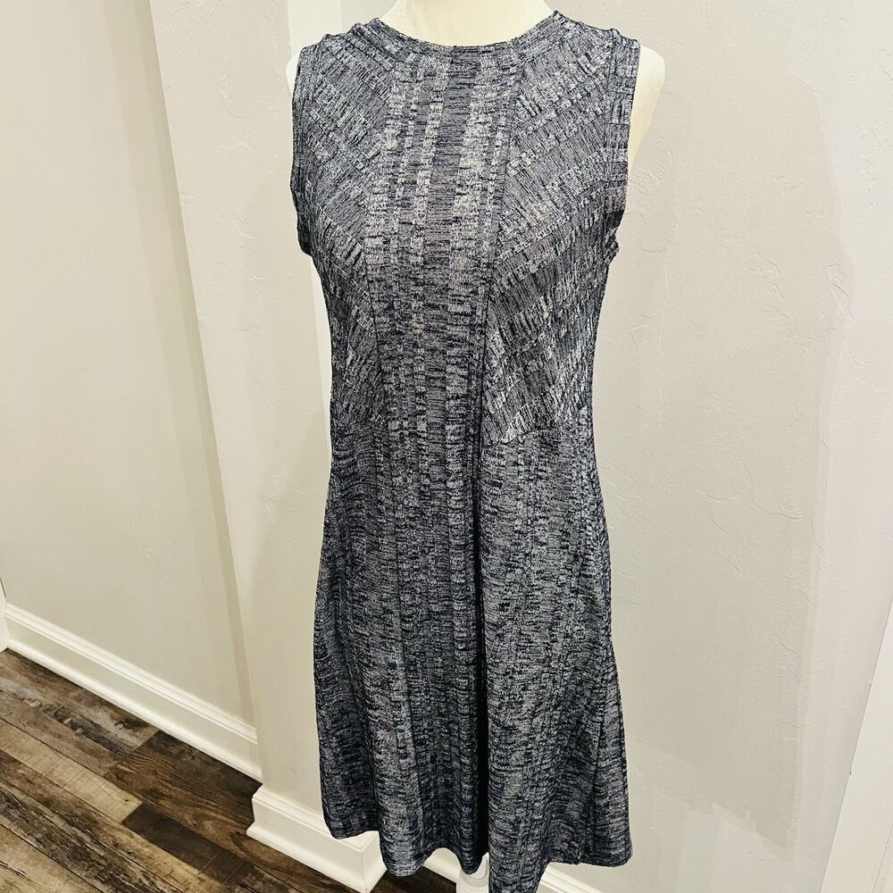 Gap Ribbed Softspun Sleeveless Panel Dress Small Navy White